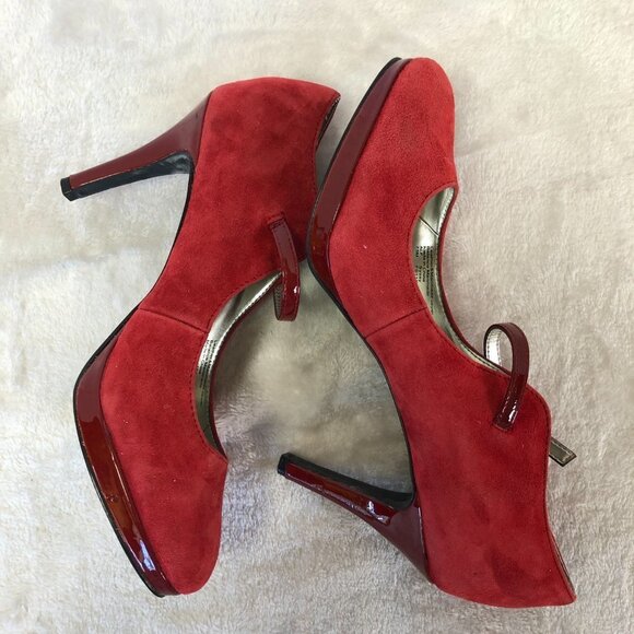 Alfani Red Suede Platform Stiletto Pump Heels Size 7.5M - Picture 6 of 13